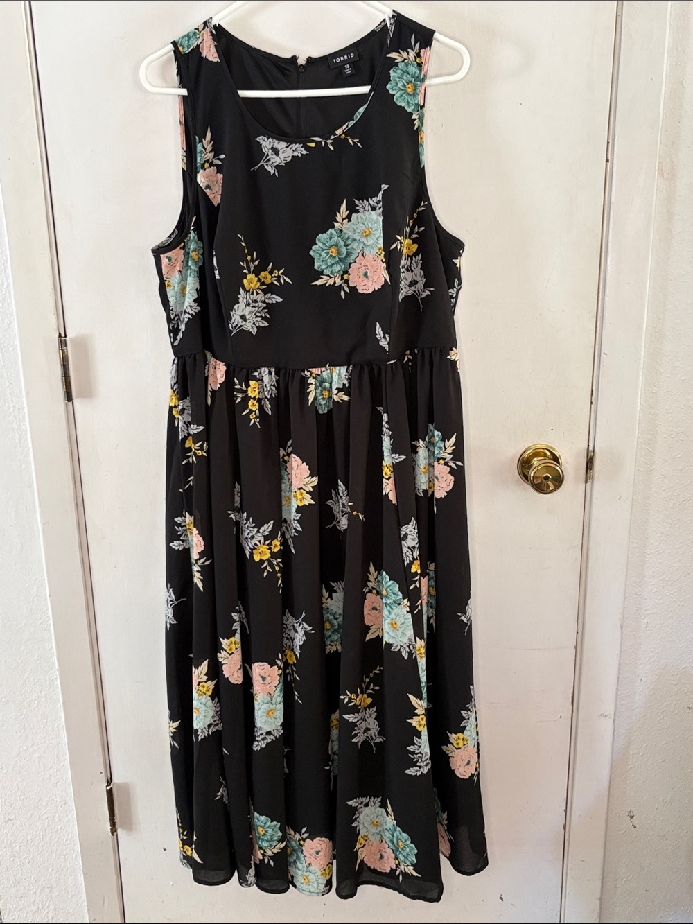 Torrid black sleeveless dress pastel floral print Size 18